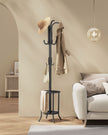 Freestanding Coat Rack – Metal – Ink Black – 12 Hooks with Umbrella Holder