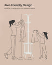 Freestanding Coat Rack – Metal – Pearl White – 12 Hooks with Umbrella Holder