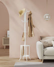 Freestanding Coat Rack – Metal – Pearl White – 12 Hooks with Umbrella Holder