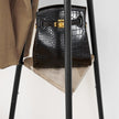 Free-Standing Coat Rack – Metal and Wood – Greige and Black – Industrial Style with 2 Shelves