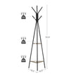 Free-Standing Coat Rack – Metal and Wood – Greige and Black – Industrial Style with 2 Shelves