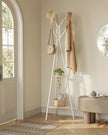 Hall Tree – Wood and Metal – Rustic Beige and Black – Free Standing with 2 Shelves