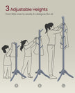 Coat Rack – Solid Wood – Grey – 8 Hooks with 3 Adjustable Heights