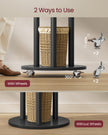 Freestanding Coat Rack Stand – Wood and Metal – Ink Black – 11 Hooks and 3 Shelves with Removable Wheels