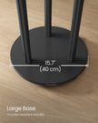 Freestanding Coat Rack Stand – Wood and Metal – Ink Black – 11 Hooks and 3 Shelves with Removable Wheels
