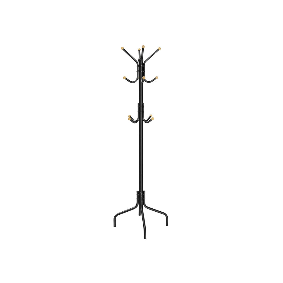 Coat Stand – Metal – Black – 12 Hooks for Coats, Jackets, and Bags
