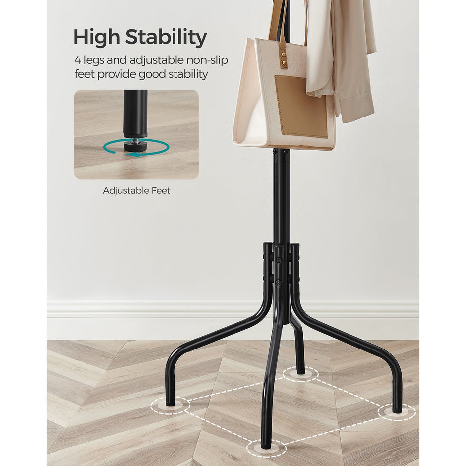 Coat Stand – Metal – Black – 12 Hooks for Coats, Jackets, and Bags