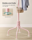 Coat Stand – Metal – Jelly Pink – 12 Hooks, 4 Legs