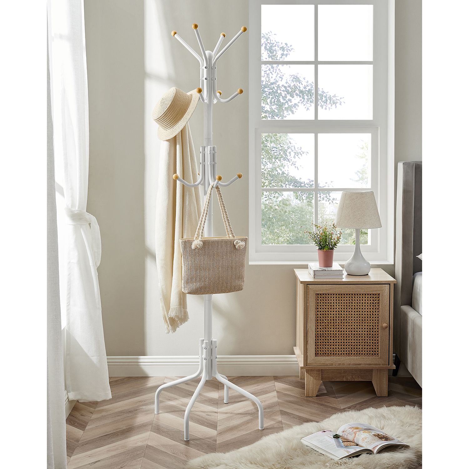Coat Stand – Metal – Black – 12 Hooks for Coats, Jackets, and Bags