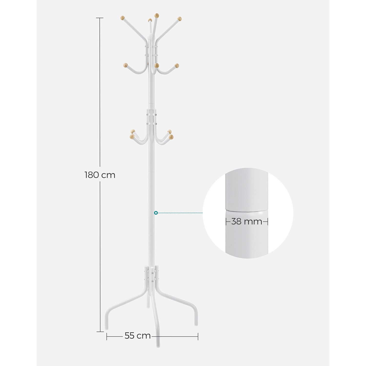Coat Stand – Metal – Black – 12 Hooks for Coats, Jackets, and Bags