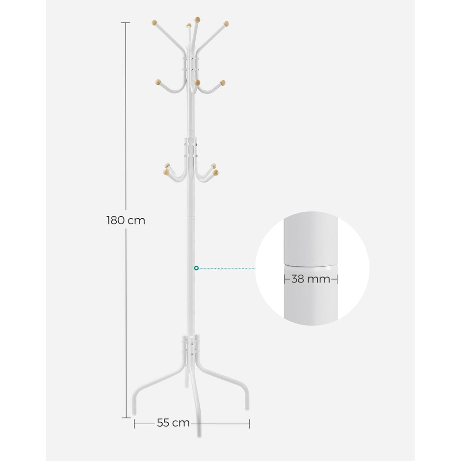Coat Stand – Metal – Black – 12 Hooks for Coats, Jackets, and Bags