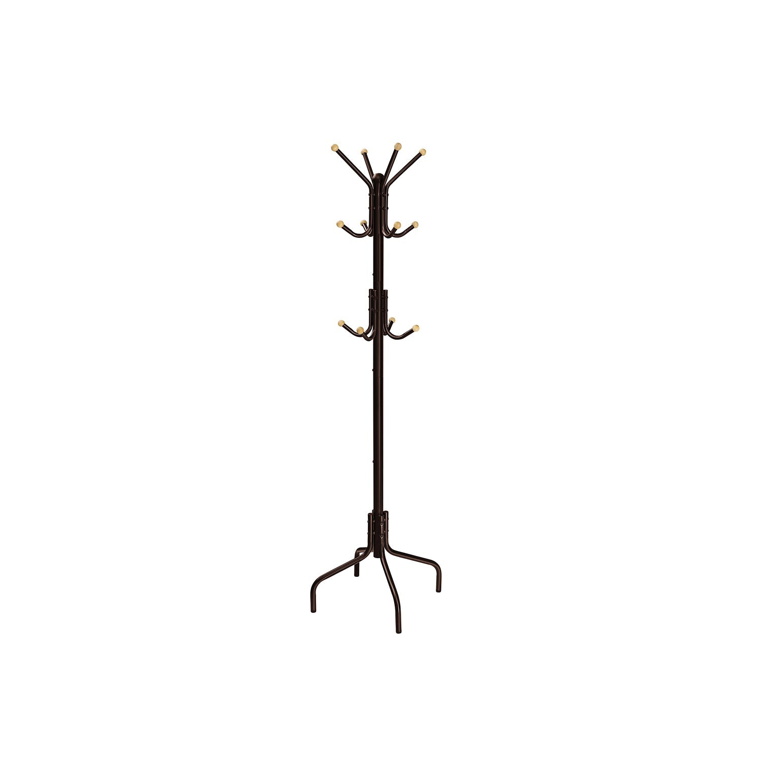 Coat Stand – Metal – Black – 12 Hooks, 4 Legs