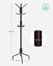 Coat Stand – Metal – Black – 12 Hooks, 4 Legs