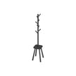 Coat Rack Stand – Wood – Ink Black – Free Standing Hall Tree with 8 Hooks and Storage Shelf