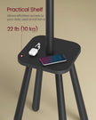 Coat Rack Stand – Wood – Ink Black – Free Standing Hall Tree with 8 Hooks and Storage Shelf