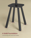 Coat Rack Stand – Wood – Ink Black – Free Standing Hall Tree with 8 Hooks and Storage Shelf