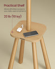 Coat Rack Stand – Wood – Natural Beige – Free Standing with 8 Hooks and Storage Shelf