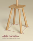 Coat Rack Stand – Wood – Natural Beige – Free Standing with 8 Hooks and Storage Shelf