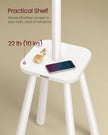 Coat Rack Stand – Wood – Cloud White – Free Standing with 8 Hooks and Storage Shelf, 170.5 cm Tall