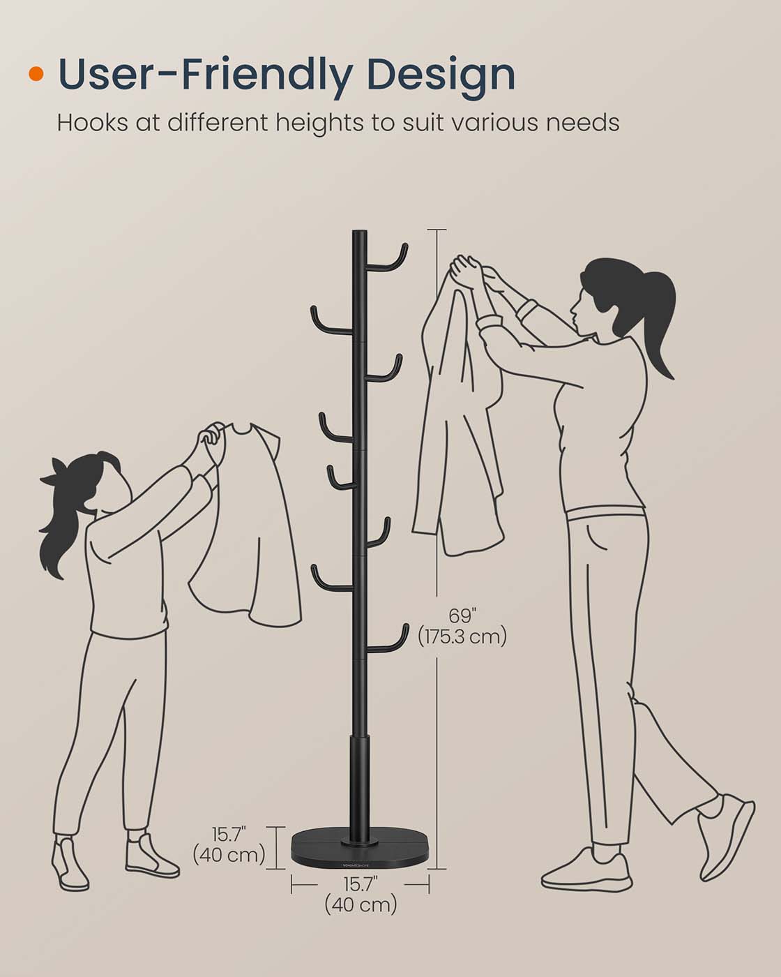 Cactus-Shaped Coat Rack – Metal – Ink Black – 8 Sturdy Hooks