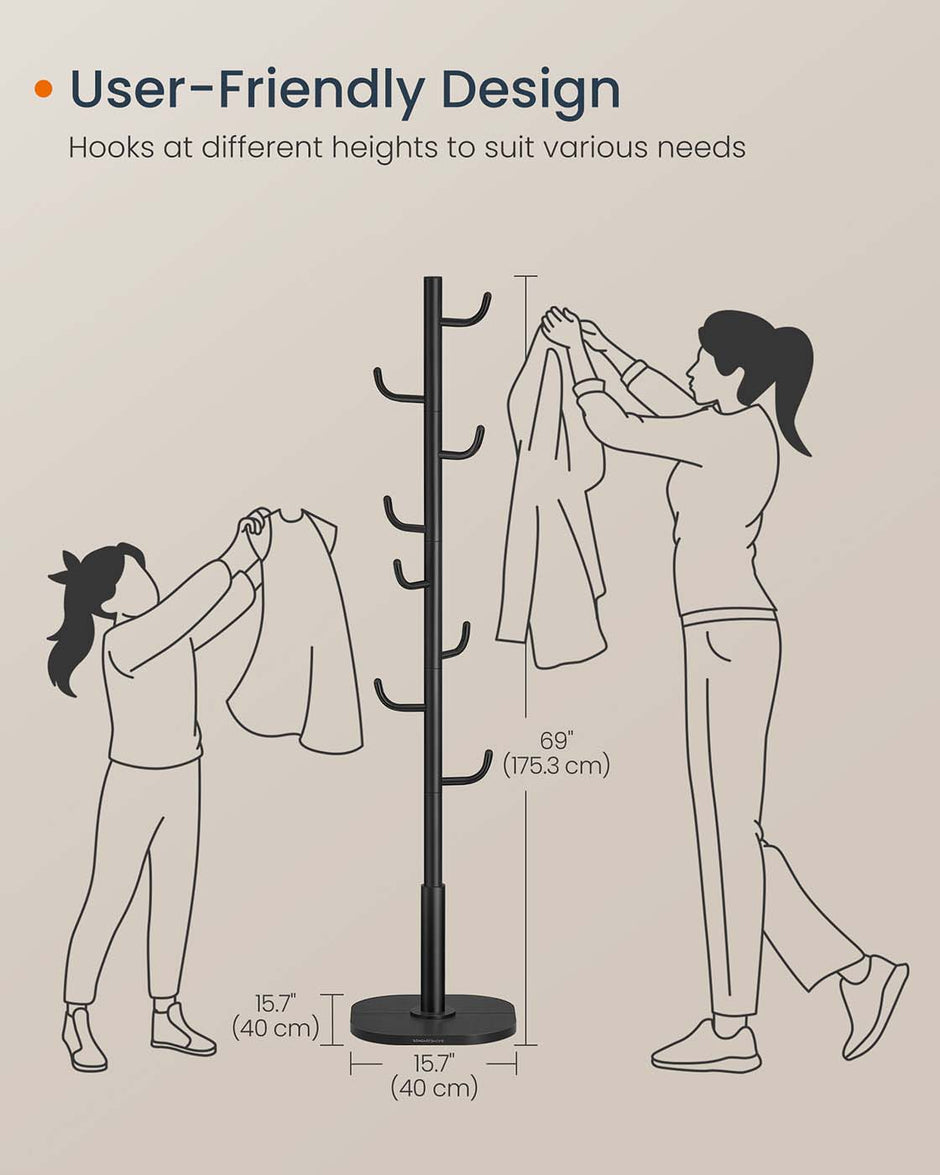 Cactus-Shaped Coat Rack – Metal – Ink Black – 8 Sturdy Hooks