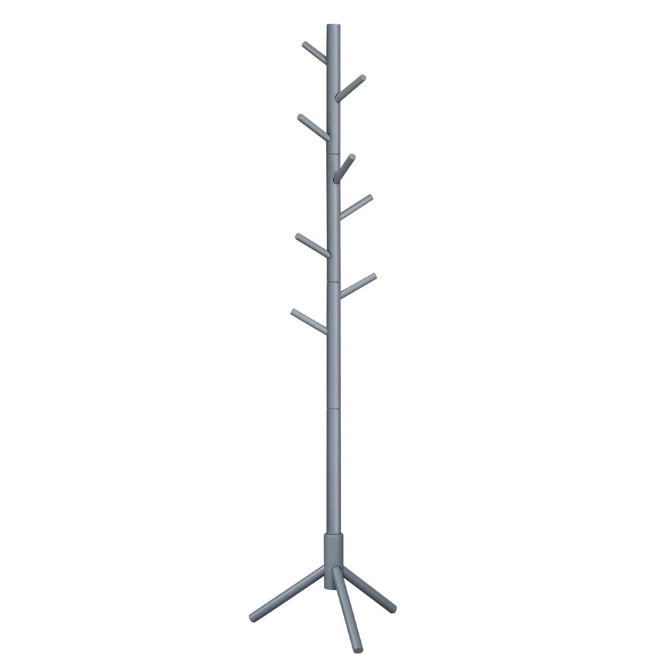 Coat Rack – Solid Wood – White – Freestanding with 8 Hooks for Entryway and Hallway