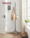Coat Rack – Solid Wood – Black – Free Standing with 8 Hooks