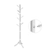 Freestanding Coat Stand – Solid Rubberwood – White – 8 Hooks for Coats, Hats, Bags, and Purses