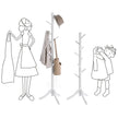 Freestanding Coat Stand – Solid Rubberwood – White – 8 Hooks for Coats, Hats, Bags, and Purses