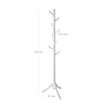 Freestanding Coat Stand – Solid Rubberwood – White – 8 Hooks for Coats, Hats, Bags, and Purses