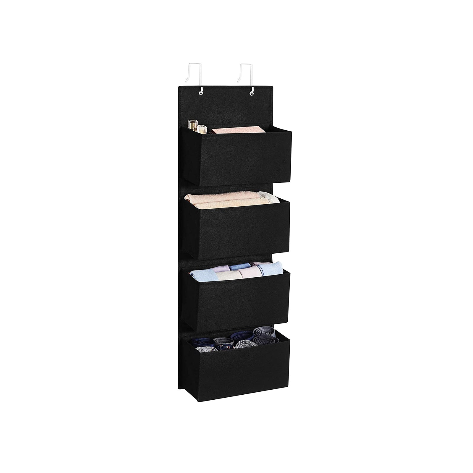 Over-the-Door Organizer – Fabric – Black – 4 Pocket Space-Saving Storage Solution