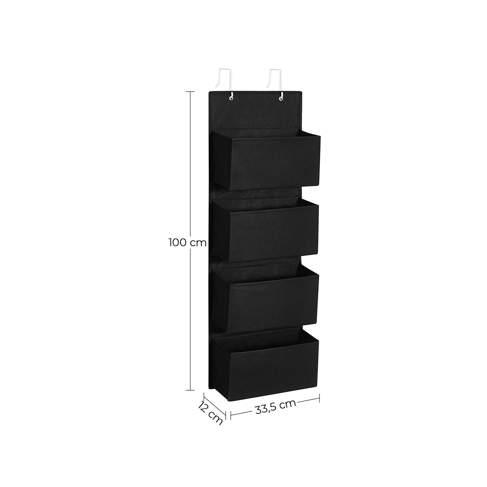 Over-the-Door Organizer – Fabric – Black – 4 Pocket Space-Saving Storage Solution