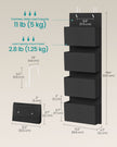 Set of 2 Over-Door Storage Organisers – Fabric – Ink Black – 4 Pocket Design