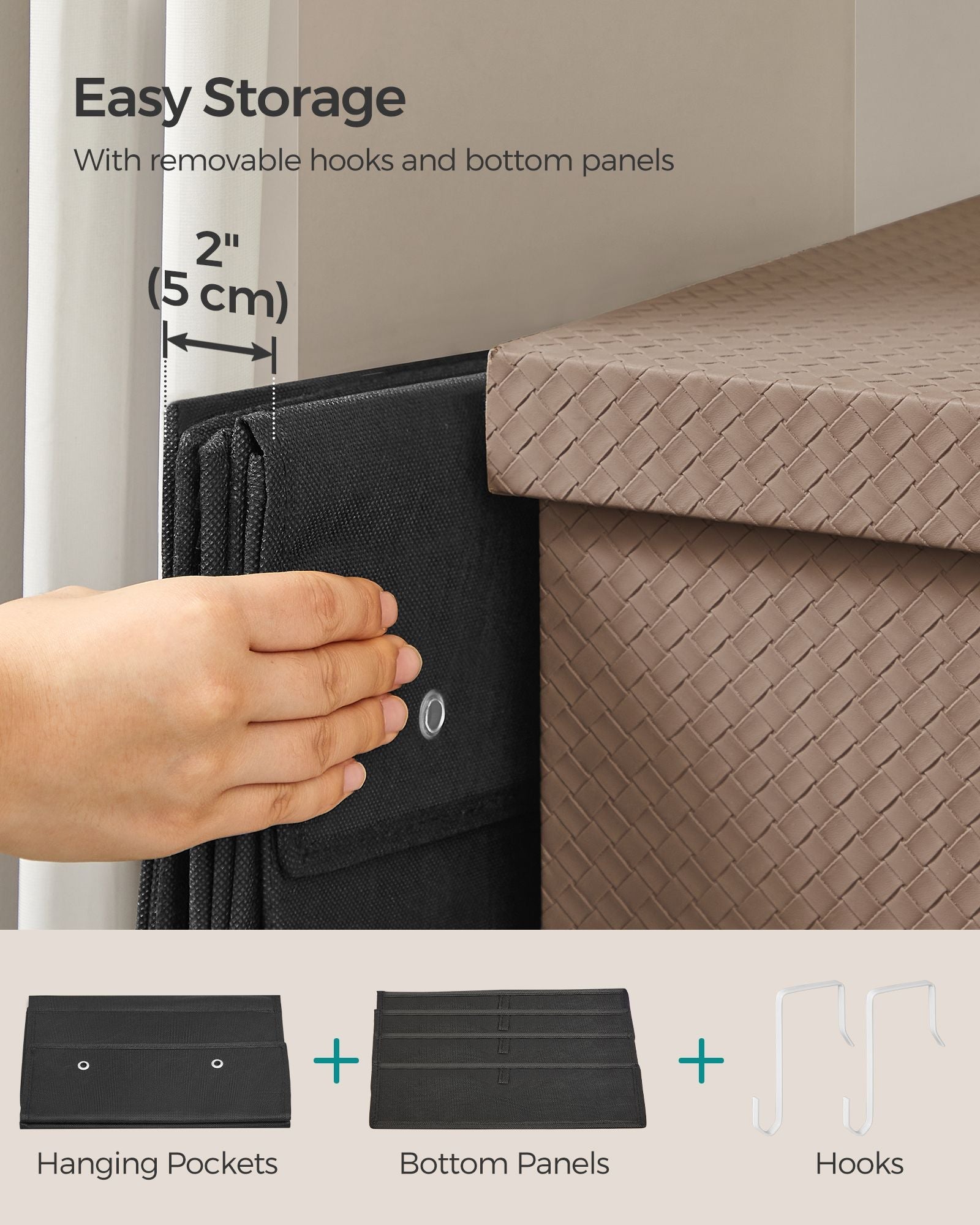 Set of 2 Over-Door Storage Organisers – Fabric – Ink Black – 4 Pocket Design
