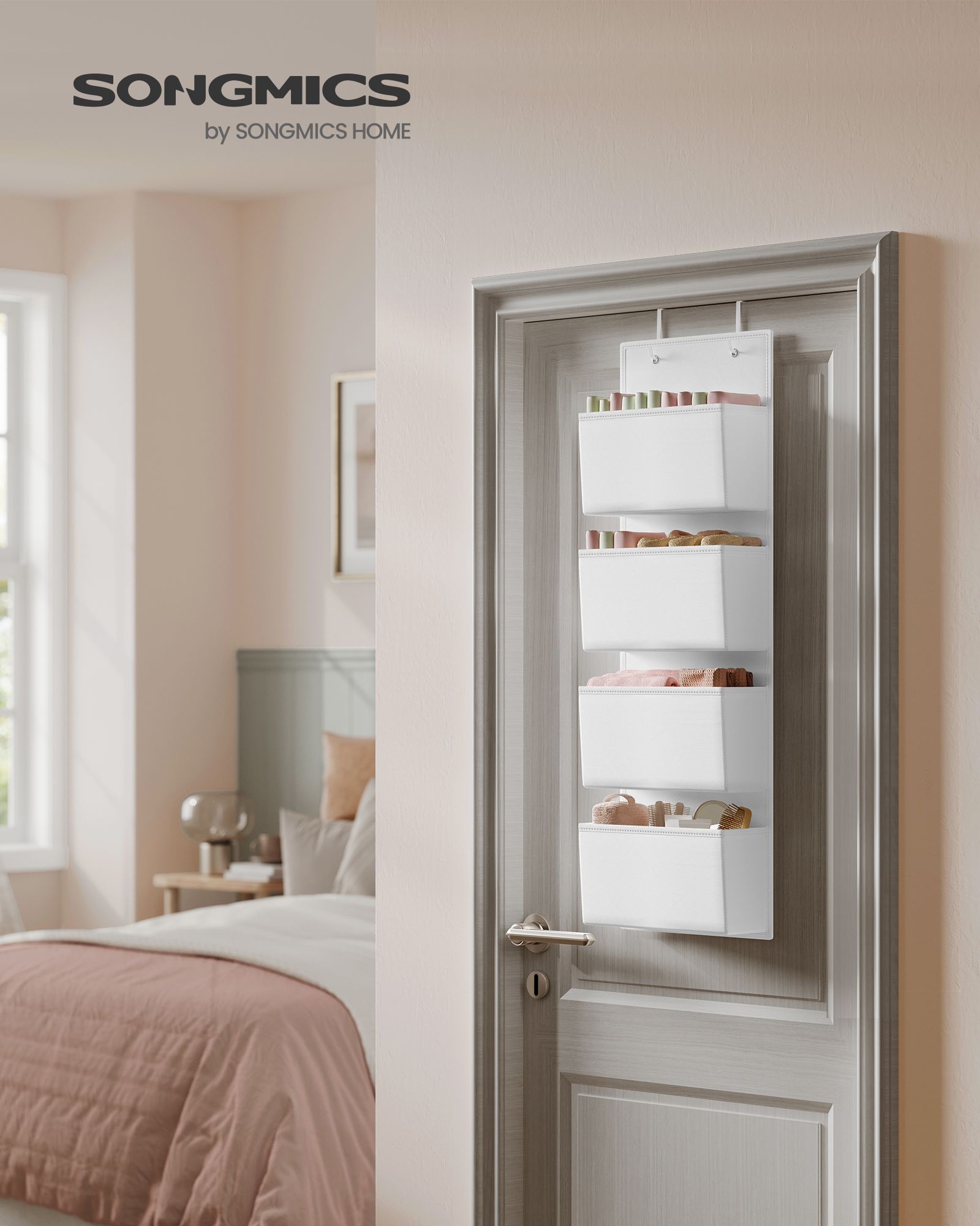 Over-Door Storage Organiser – Fabric – Cloud White – 4 Pockets