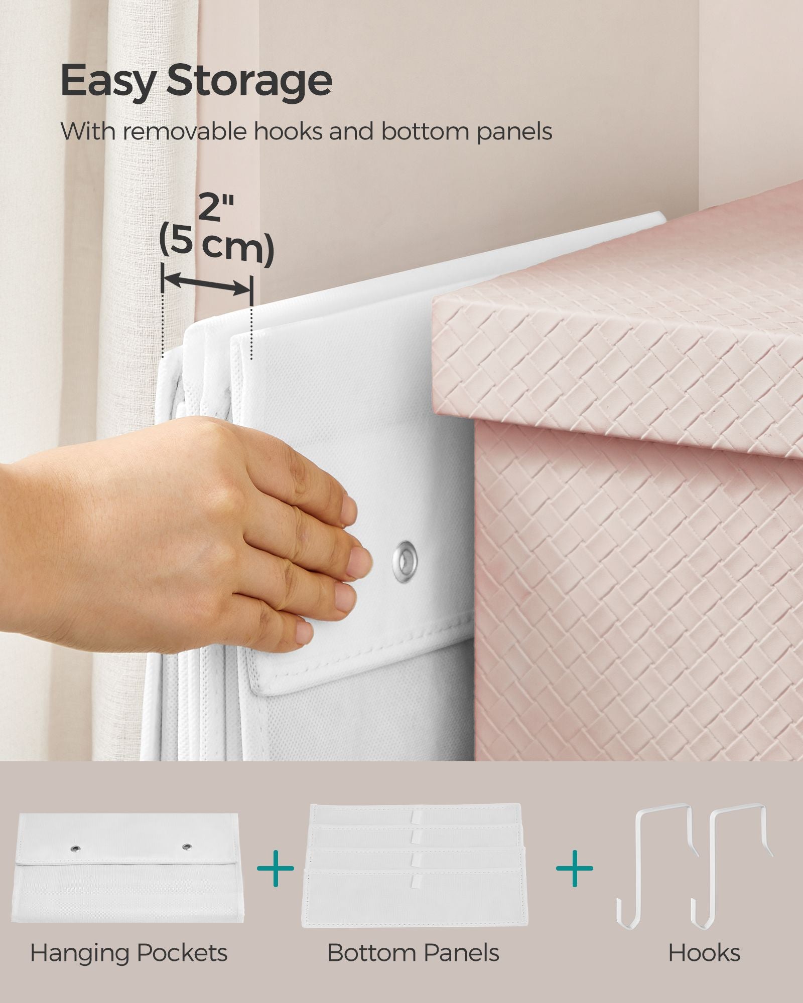 Over-Door Storage Organiser – Fabric – Cloud White – 4 Pockets