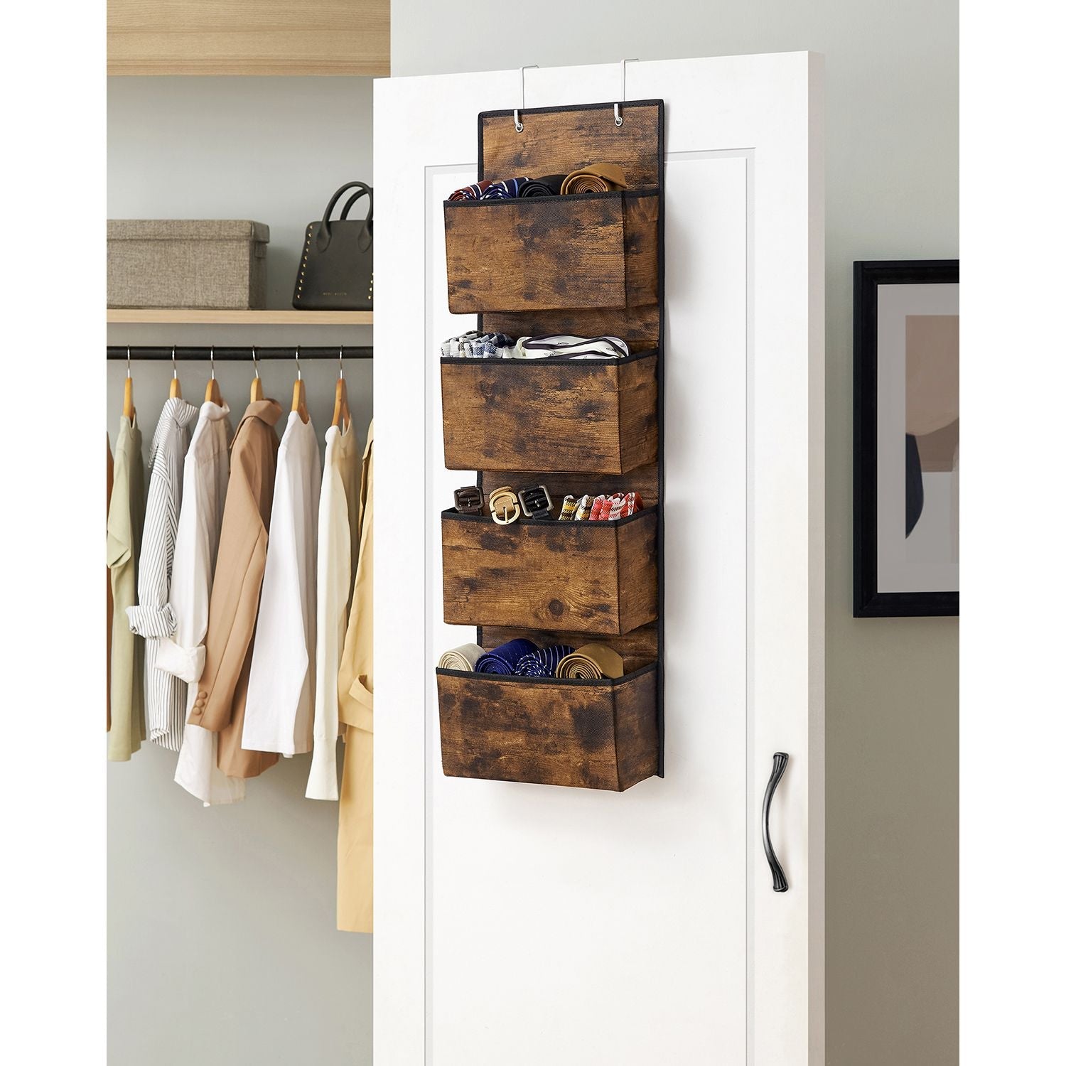 Over-Door Storage Organiser – Fabric – Black – 4 Pocket Design