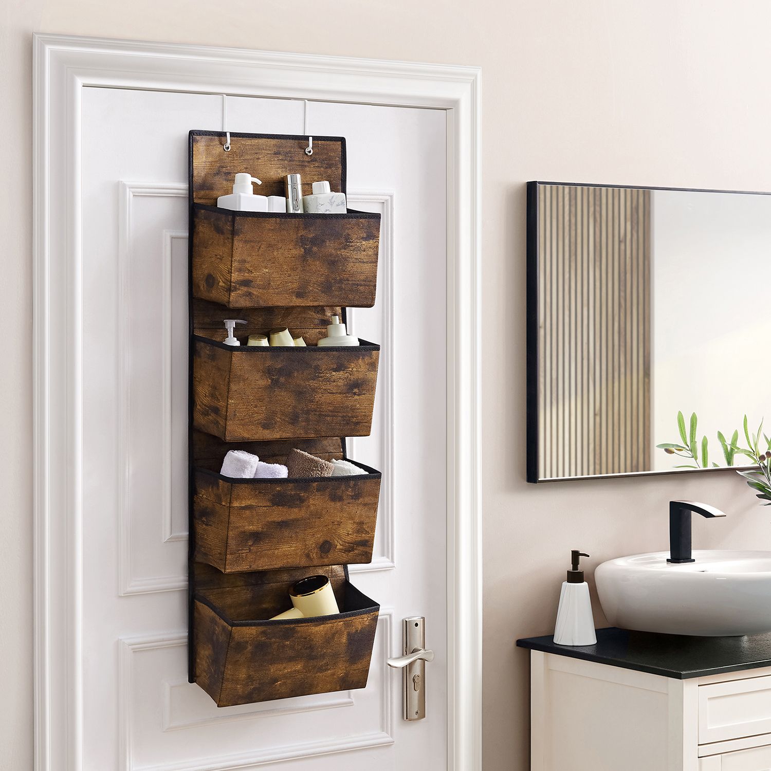 Over-Door Storage Organiser – Fabric – Black – 4 Pocket Design