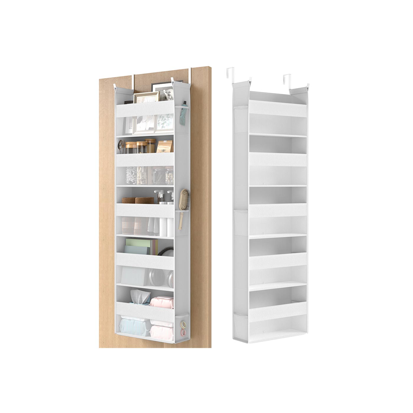 Over the Door Organiser – Transparent Nylon Mesh – Cloud White – 5 Large Pockets