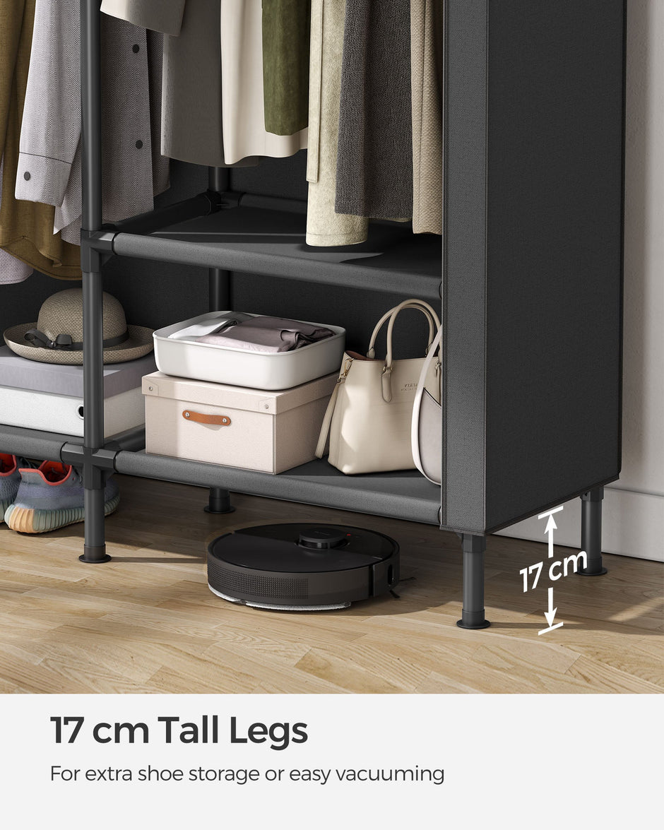 Portable Fabric Wardrobe – Steel Frame – Black – 110 kg Capacity, Easy Assembly