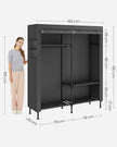 Portable Fabric Wardrobe – Steel Frame – Black – 110 kg Capacity, Easy Assembly