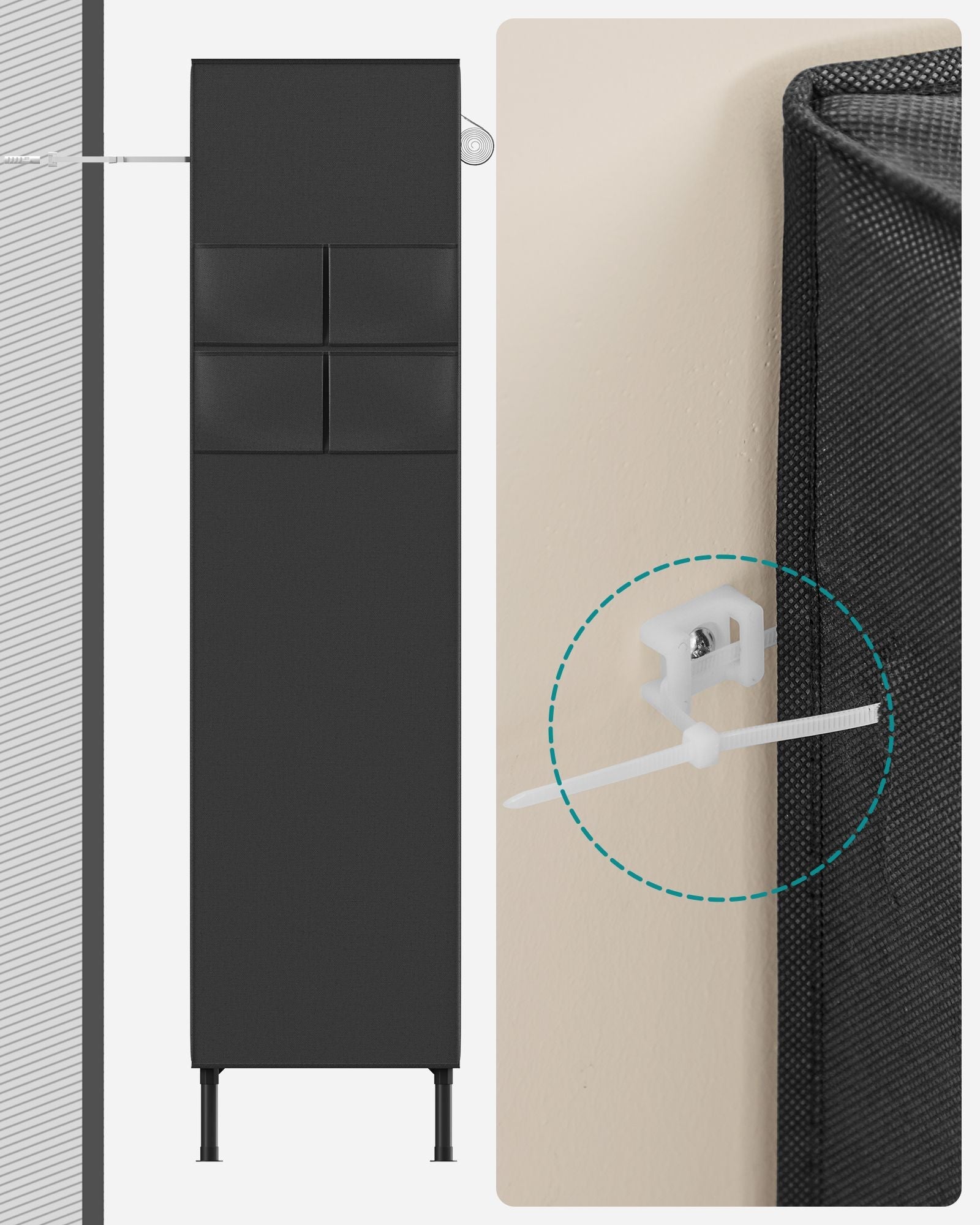 Portable Fabric Wardrobe – Steel Frame – Black – 110 kg Capacity, Easy Assembly