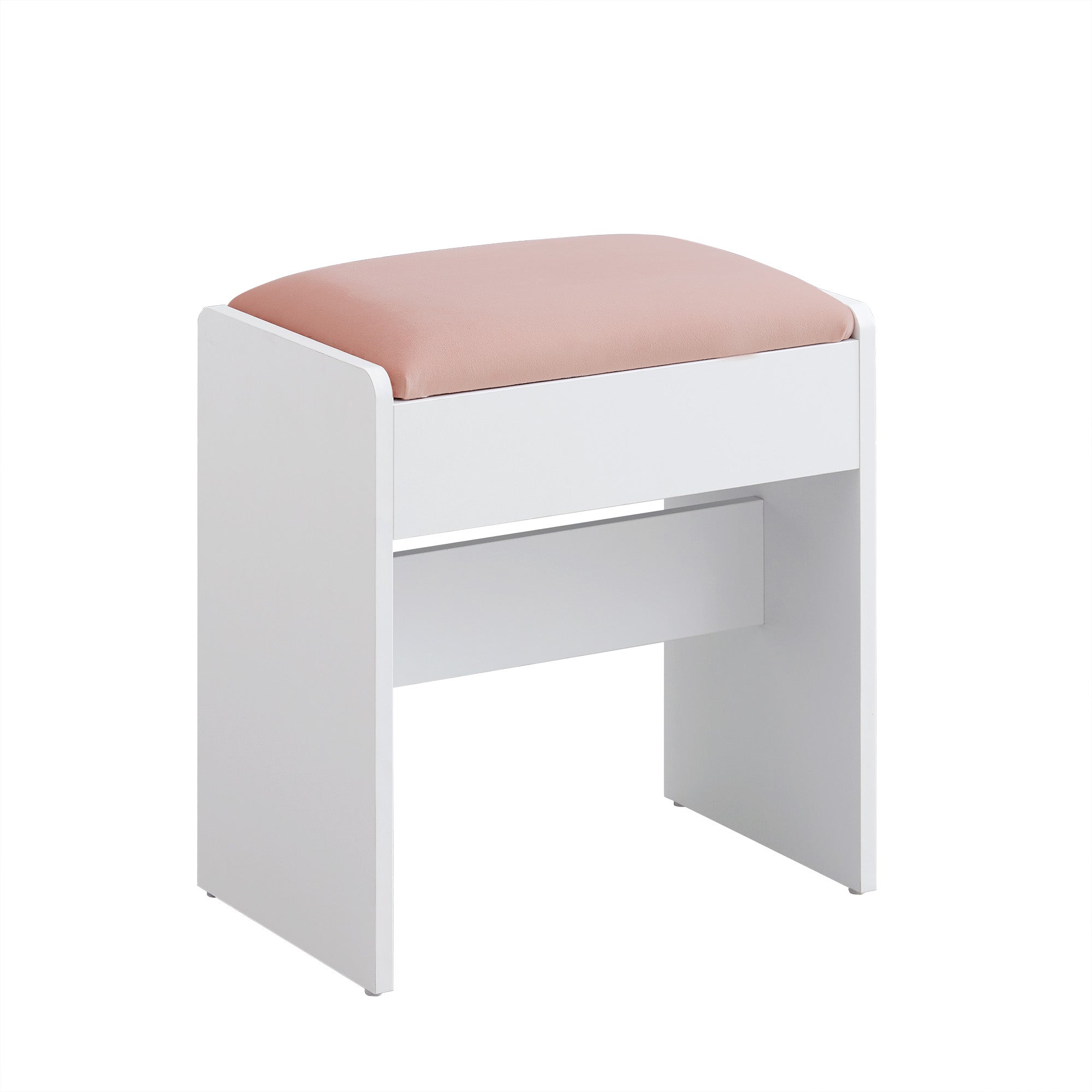 Makeup Stool – Velvet – Matte White and Jelly Pink – Upholstered with Anti-Slip Pads