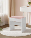 Makeup Stool – Velvet – Matte White and Jelly Pink – Upholstered with Anti-Slip Pads