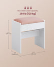 Makeup Stool – Velvet – Matte White and Jelly Pink – Upholstered with Anti-Slip Pads