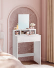 Dressing Table – Wood – Cloud White – Large Mirror, 2 Drawers, and 3 Open Compartments