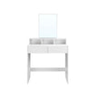 Dressing Table – Wood – White – Rectangular Mirror with 2 Drawers and 3 Open Compartments