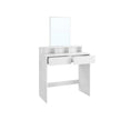 Dressing Table – Wood – White – Rectangular Mirror with 2 Drawers and 3 Open Compartments