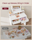 Dressing Table – Wood – Modern – With LED Mirror, Adjustable Brightness, 2 Drawers, and 3 Compartments