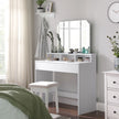 Dressing Table – Wood – White – Tri-Fold Mirror with Drawers and Open Compartments